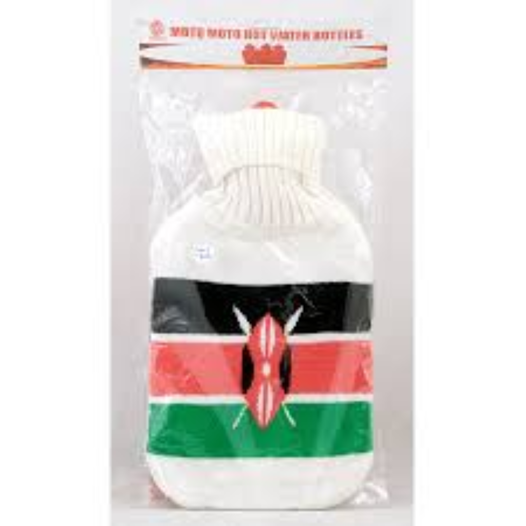 HOT WATER BOTTLE W KNIT COVER KENYA FLAG